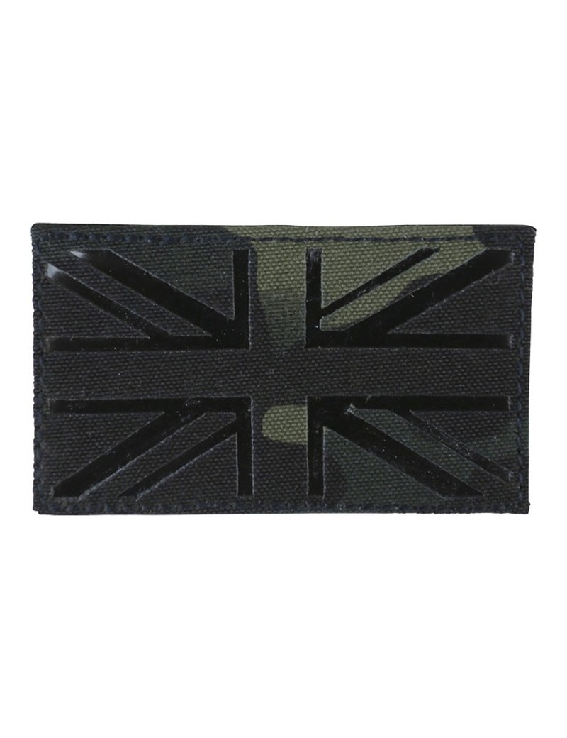 UK Union Jack Flag Laser Cut Patch - Multicam Black