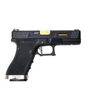 WE Force Series G17 GBB Airsoft Pistol - Black, Gold Barrel