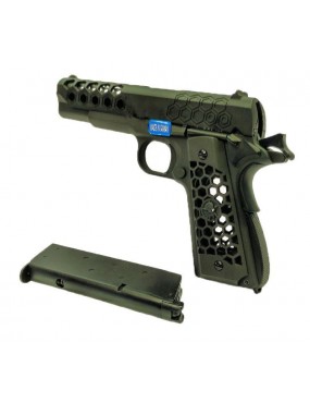 WE 1911 Hex Cut Full Metal GBB Gas Airsoft Pistol - Black