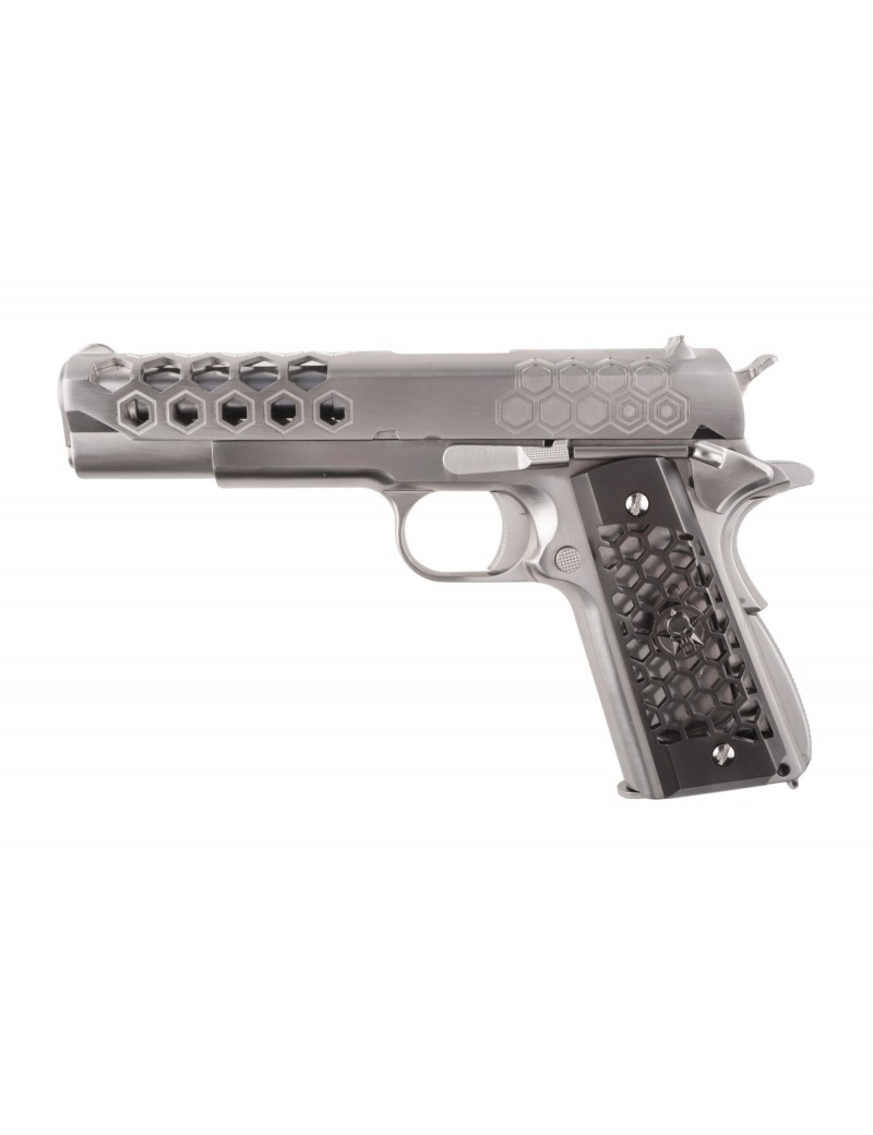 WE 1911 Hex Cut Full Metal GBB Airsoft Gas Pistol - Silver