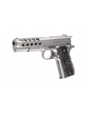 WE 1911 Hex Cut Full Metal GBB Airsoft Gas Pistol - Silver
