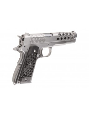 WE 1911 Hex Cut Full Metal GBB Airsoft Gas Pistol - Silver