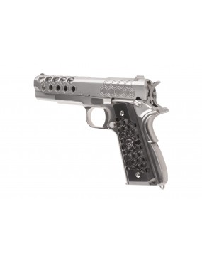 WE 1911 Hex Cut Full Metal GBB Airsoft Gas Pistol - Silver