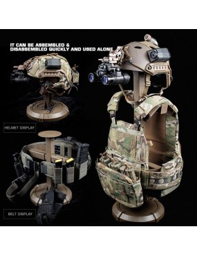 Plate Carrier Body Armour and Helmet Display Stand - Tan