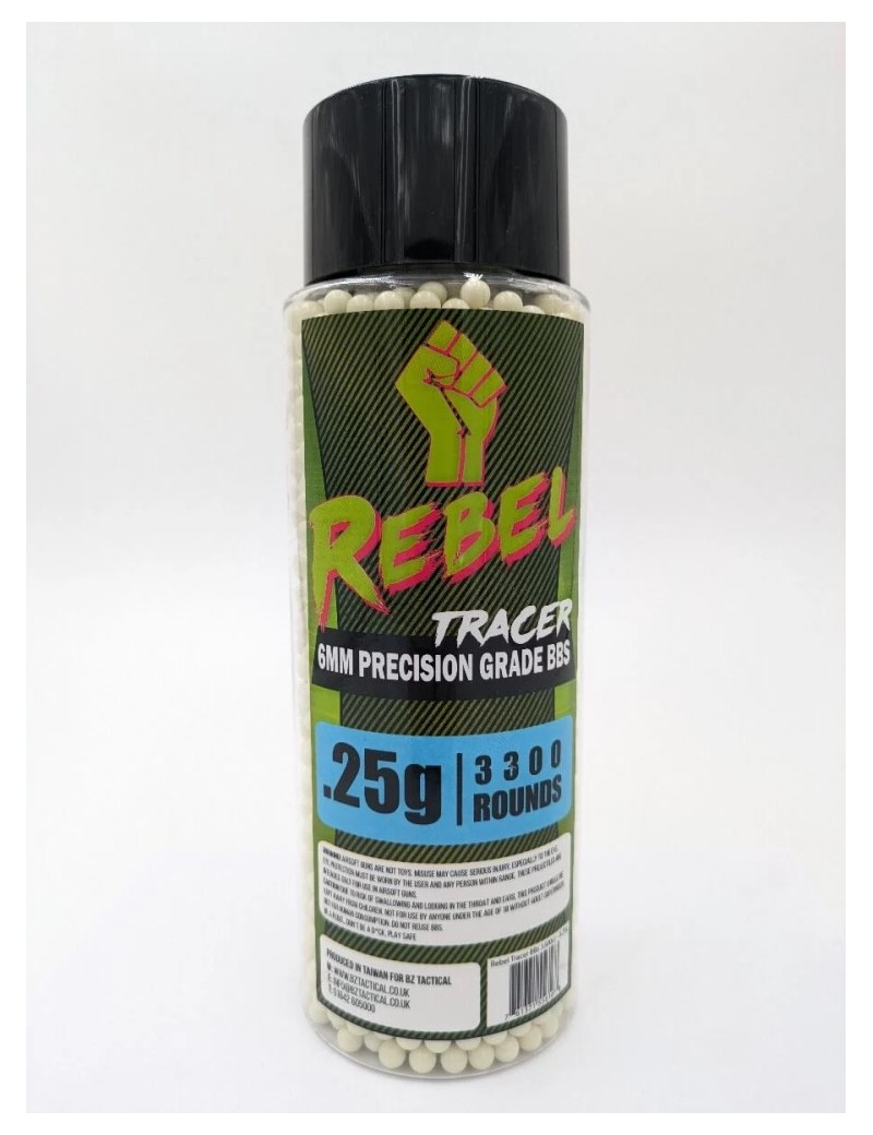 Rebel Precision 0.25g 6mm Airsoft Tracer BBs 3300rnd Bottle