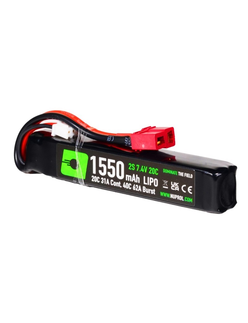 Nuprol Power 7.4v 1550mAh LiPo 20C Stick Battery - Deans