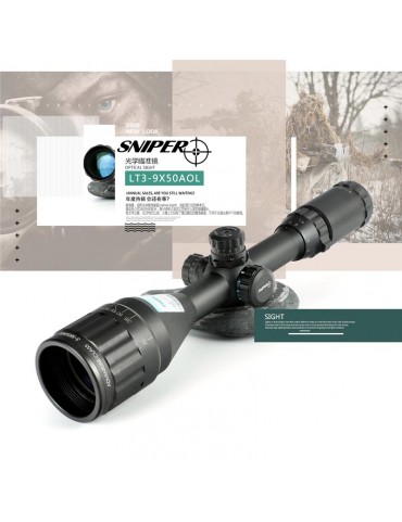 3-9x50 AOL Tactical Sniper Scope Illuminated Mil-Dot Reticule